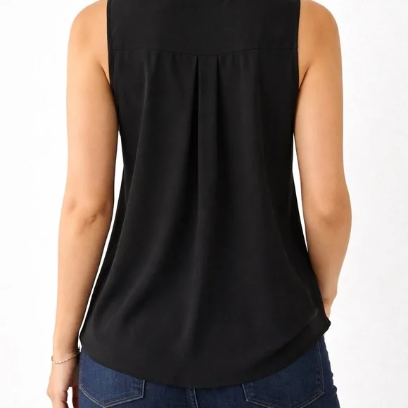 Michael Kors Black Sleeveless Blouse Gold Zip Front Size S - Picture 2 of 6